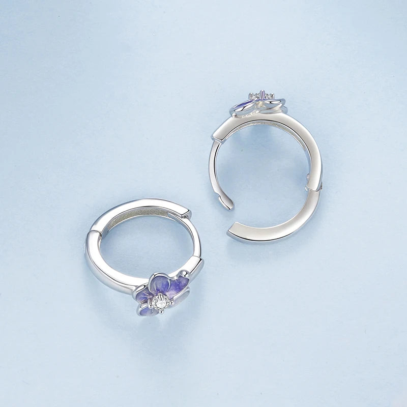 Créoles Fleur d'Iris en Argent 925