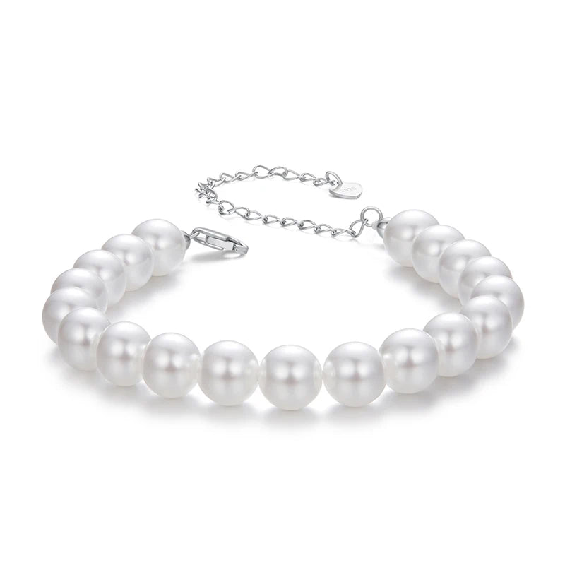 Bracelet Perles de Coquillage 8mm en Argent 925