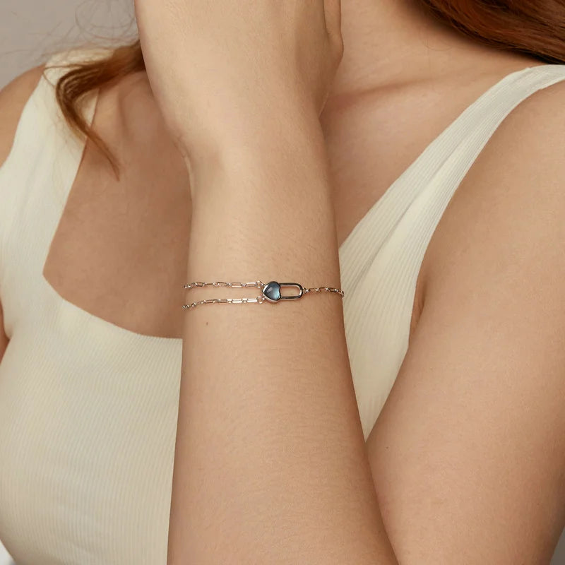 Bracelet Aigue-Marine Naturelle en Argent 925