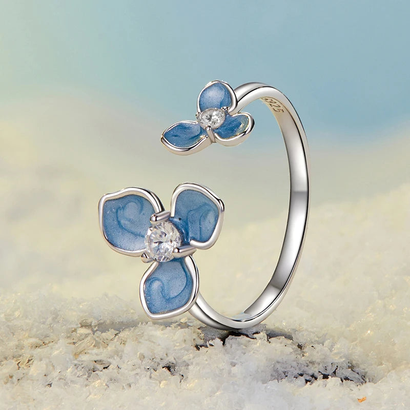 Bague Fleur Bleue en Argent 925