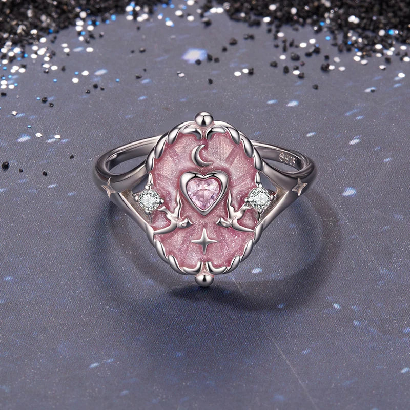 Bague Ajustable Carte de Tarot Les Amoureux en Argent 925