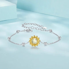 Bracelet à Breloque Tournesol en Argent 925