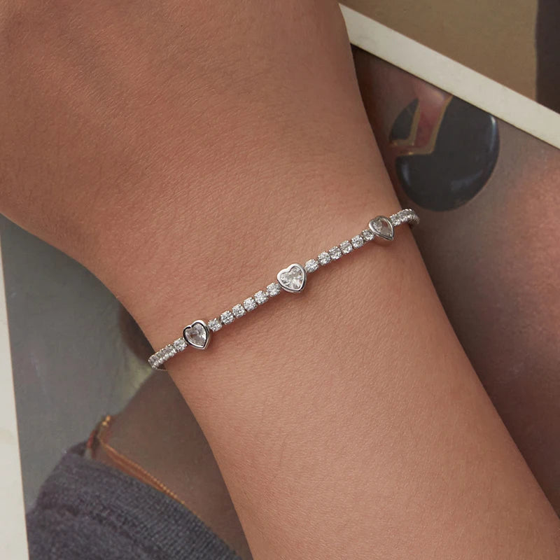 Bracelet Cœur Étincelant en Argent 925