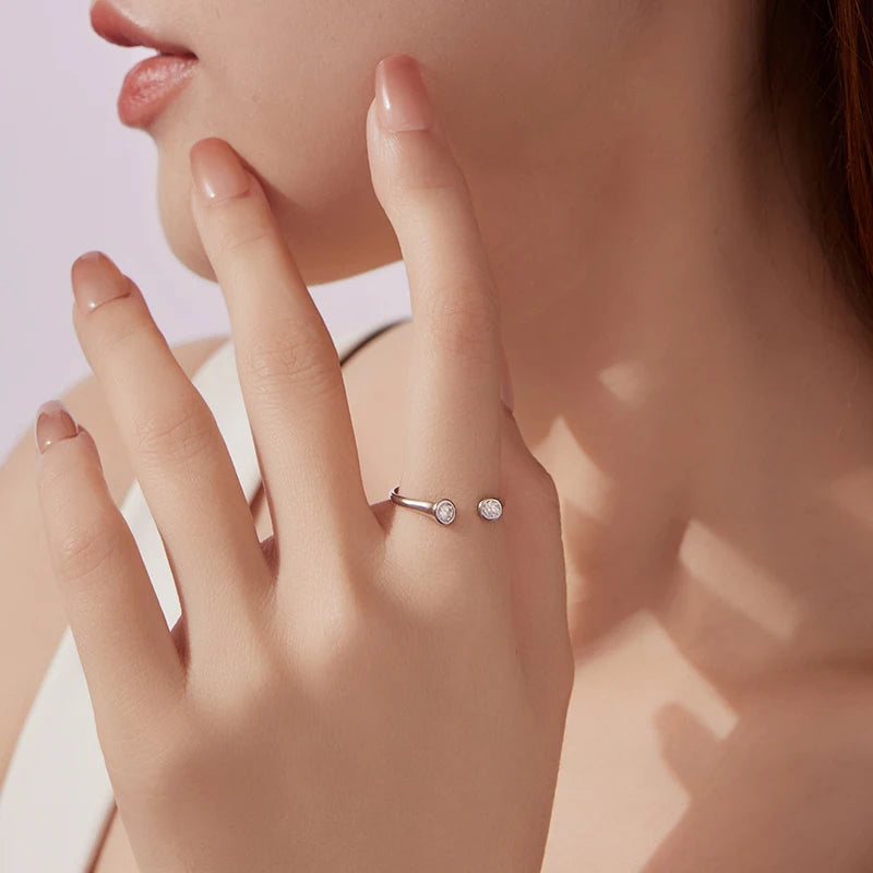 Bague Ajustable Moissanite 0,1ct en Argent 925 avec Certificat