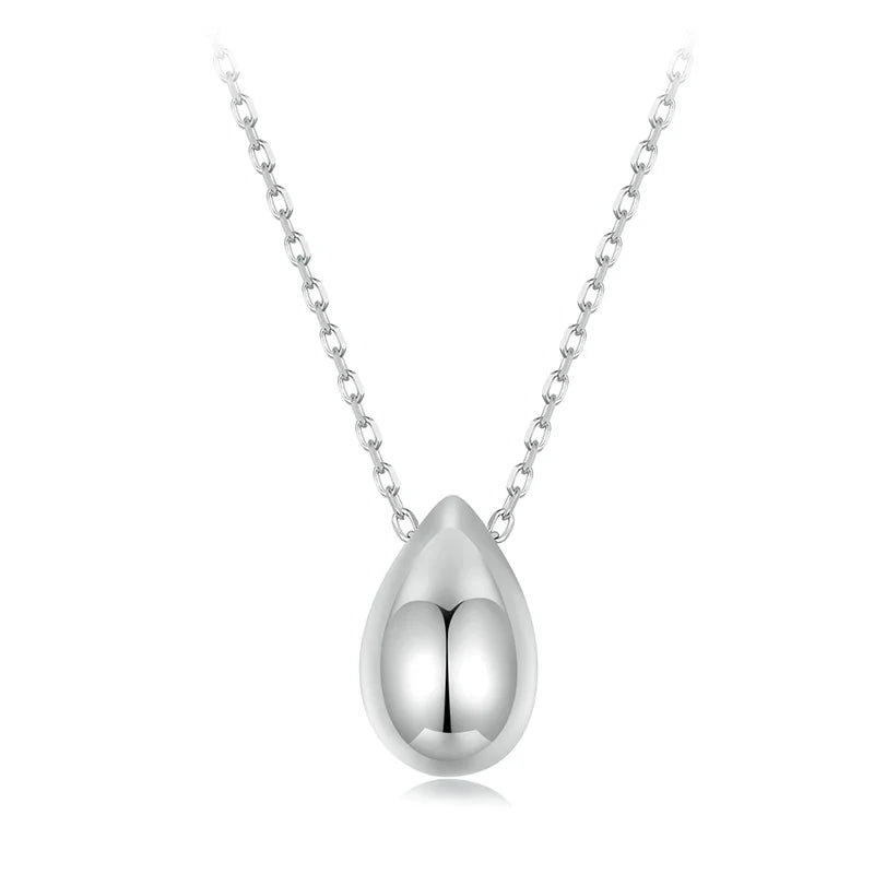 Collier Pendentif Goutte Métallique en Argent 925
