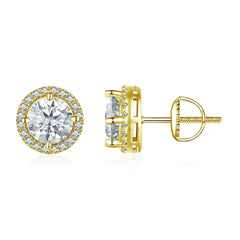 Boucles d'Oreilles Puces Moissanite 1ct en Argent 925 avec Certificats