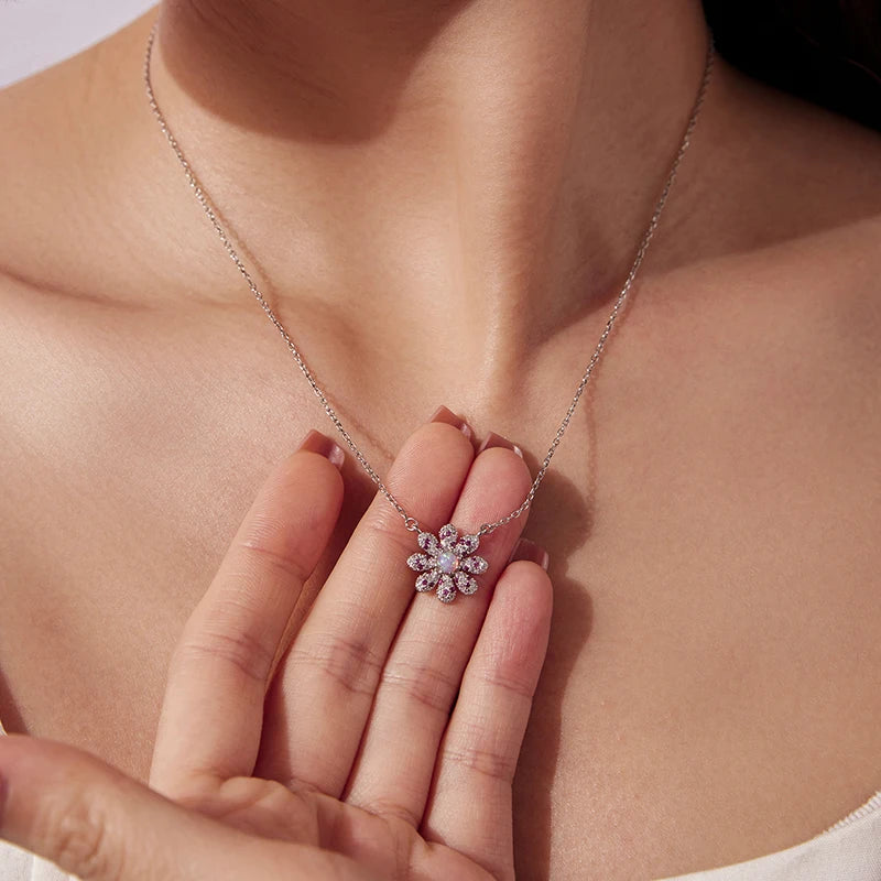 Collier Marguerite Rose en Argent 925