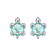 Boucles d'Oreilles Puces Tortue de Mer en Argent 925