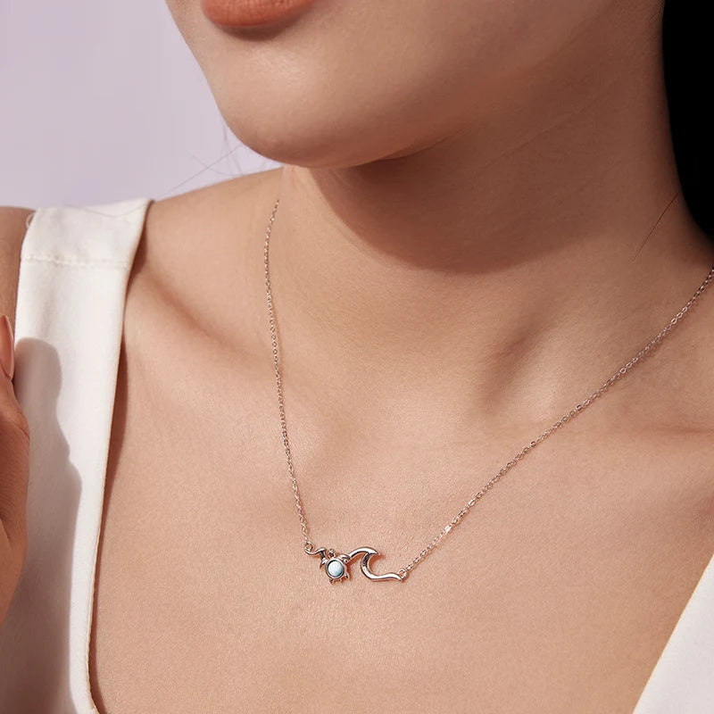 Collier Tortue Vague Larimar en Argent 925