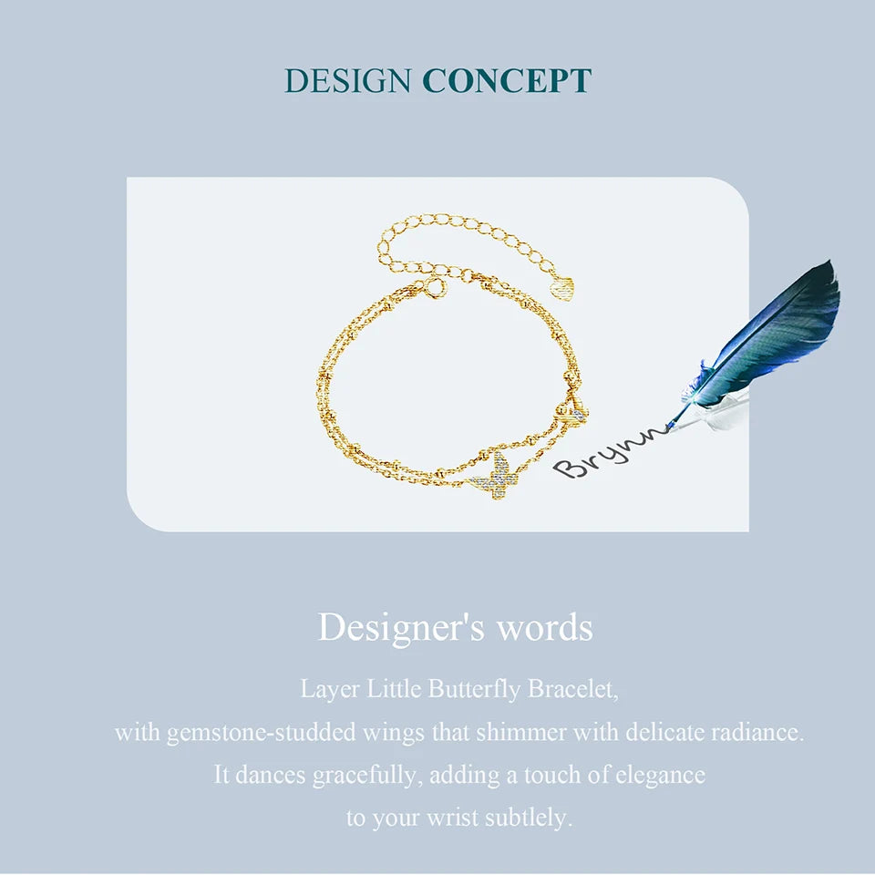 Bracelet Papillon Double Rang en Argent 925