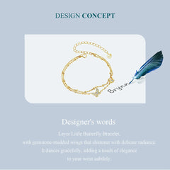 Bracelet Papillon Double Rang en Argent 925