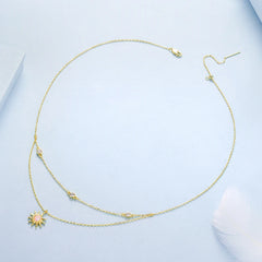 Collier Double Rang Soleil Opale en Argent 925