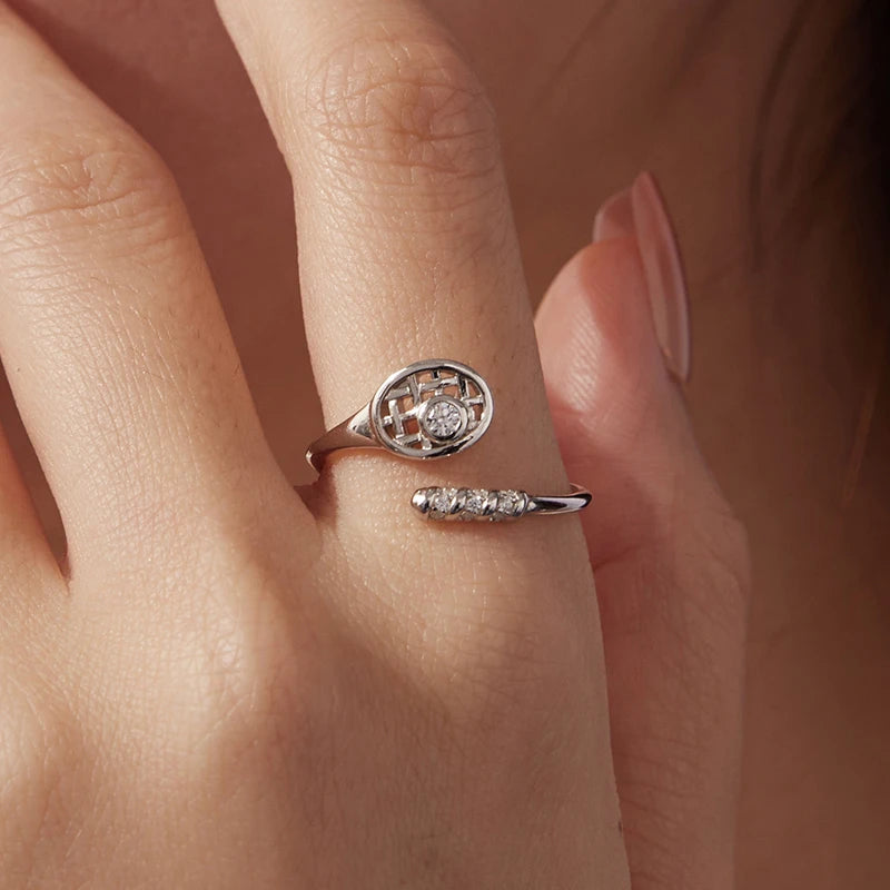 Bague Ajustable Nœud Tennis en Argent 925