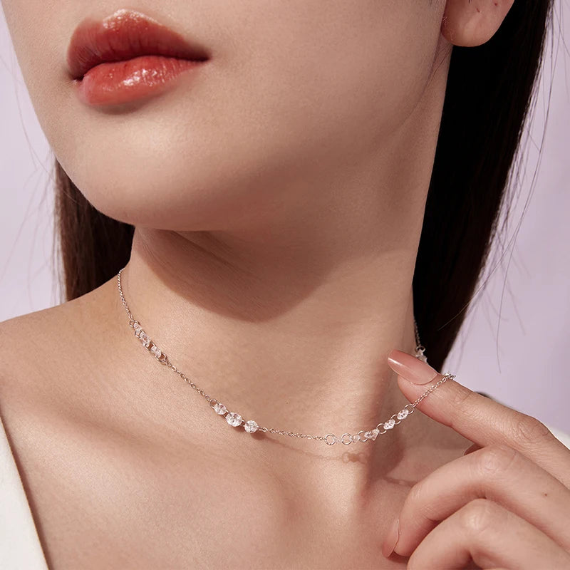 Collier Pendentif Zircon Dansant en Argent 925
