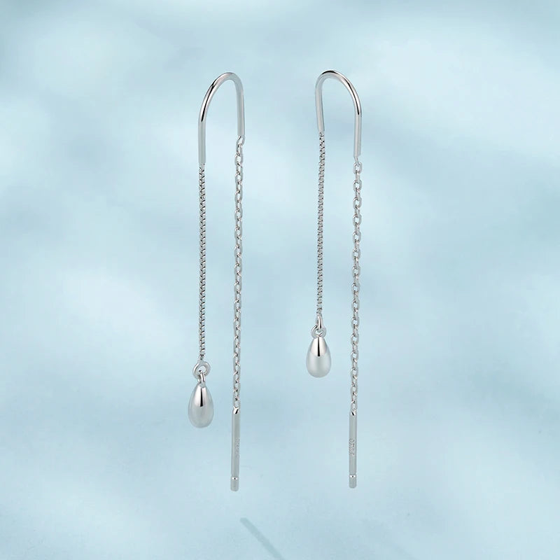 Boucles d'Oreilles Pendantes Goutte à Pampille en Argent 925
