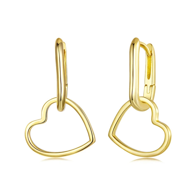 Créoles en U Pendentif Cœur Ajouré en Argent 925