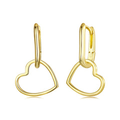 Créoles en U Pendentif Cœur Ajouré en Argent 925