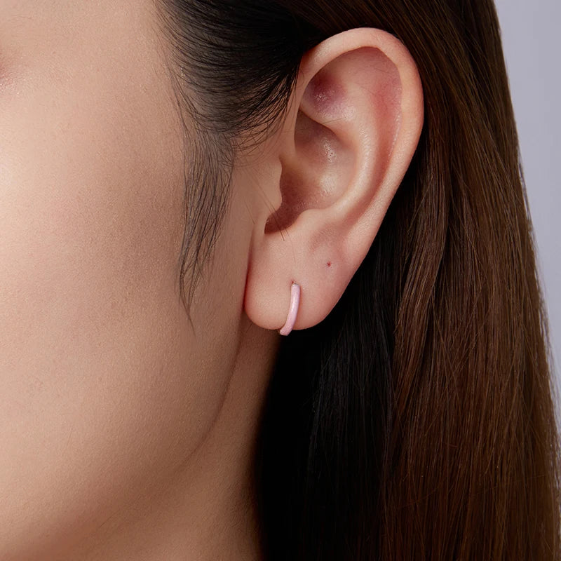 Créoles Anneau Rose en Argent 925