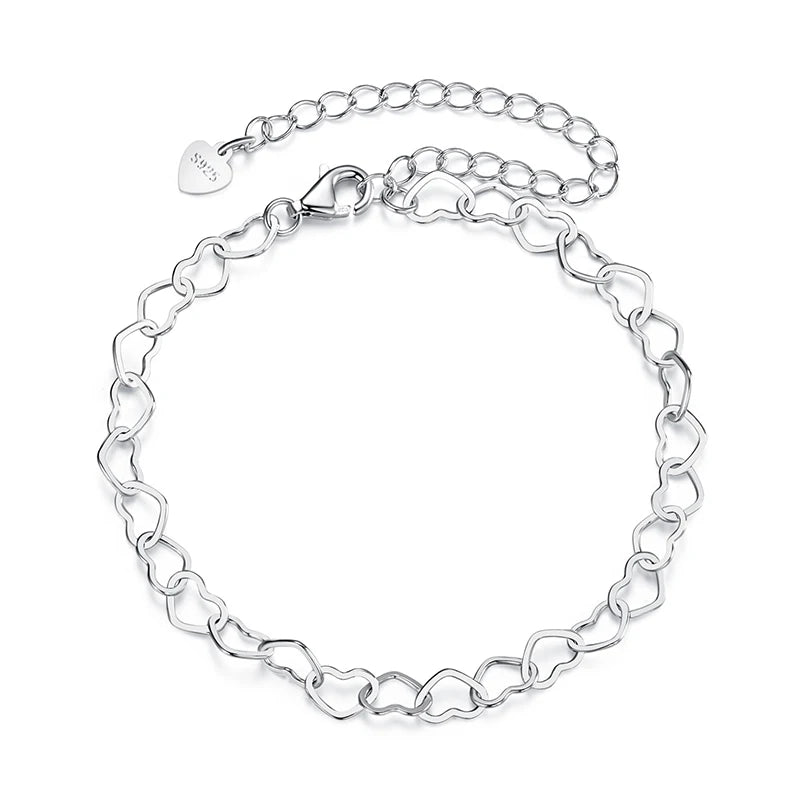 Bracelet à Breloque Cœur en Argent 925