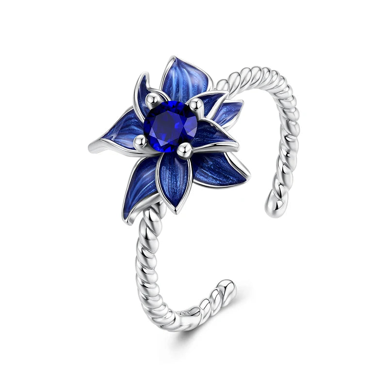 Bague Lotus Bleu en Argent 925