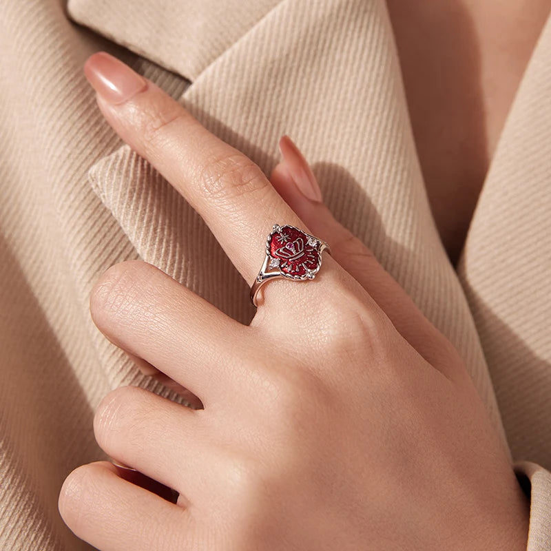 Bague Ajustable Carte de Tarot Reine en Argent 925