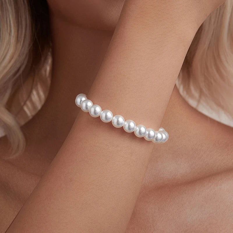 Bracelet Perles de Coquillage 8mm en Argent 925