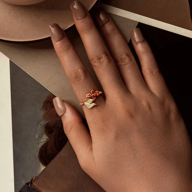 Bague Ajustable Poisson Koï en Argent 925