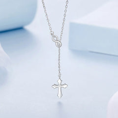 Collier en Y Croix Foi Éternelle en Argent 925