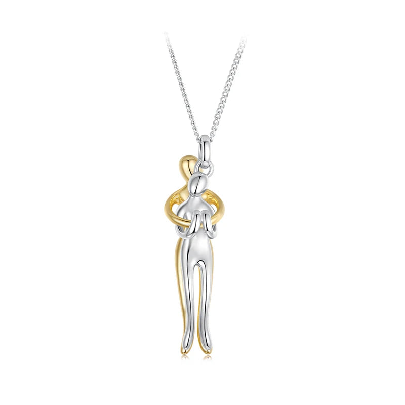 Collier de Couple Étreinte Amoureuse en Argent 925