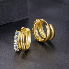 Créoles Double Rang Moissanite en Argent 925 avec Certificat