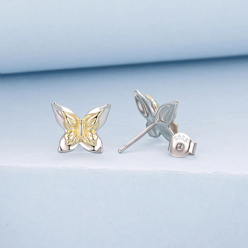 Boucles d'Oreilles Puces Papillon en Argent 925