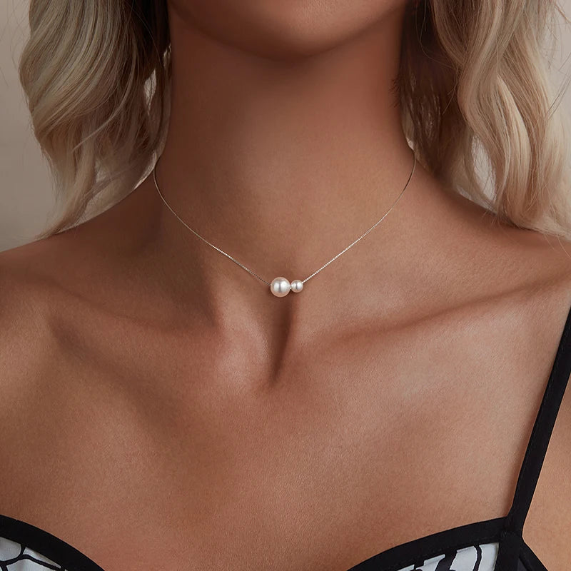 Collier Ras-de-Cou Perles de Coquillage en Argent 925
