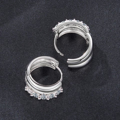 Créoles Double Rang Moissanite en Argent 925 avec Certificat