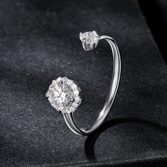 Bague Ajustable Moissanite Étincelante en Argent 925 avec Certificat