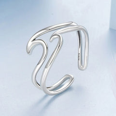 Bague Double Rang Vague Océan en Argent 925