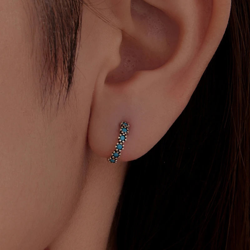 Créoles Turquoise en Argent 925
