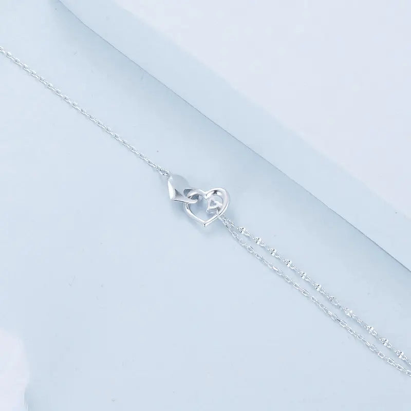 Bracelet Double Cœur en Argent 925