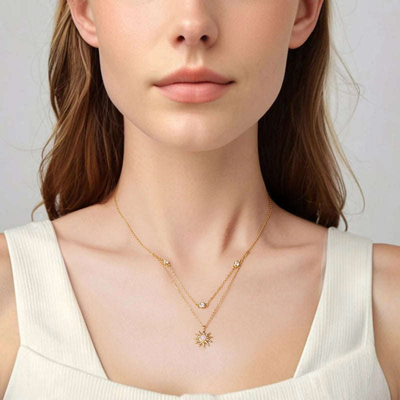 Collier Double Rang Soleil Opale en Argent 925