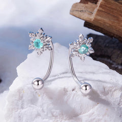 Boucles d'Oreilles Traversantes Flocon de Neige en Argent 925