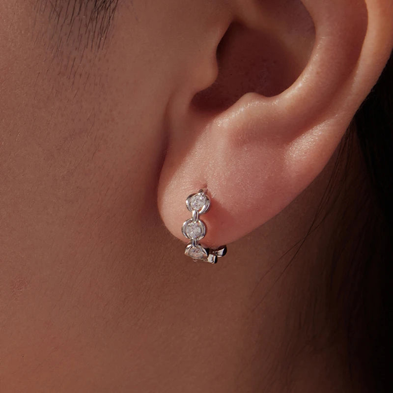Créoles Chaîne Moissanite en Argent 925 avec Certificat