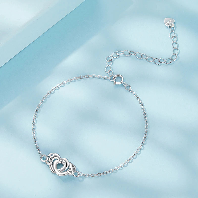 Bracelet Menottes Cœur en Argent 925