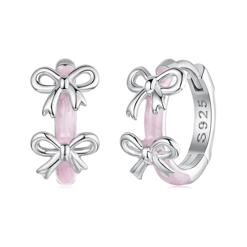 Créoles Nœud Rose en Argent 925