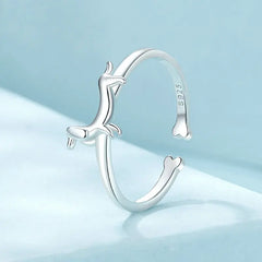Bague Chien Teckel en Argent 925