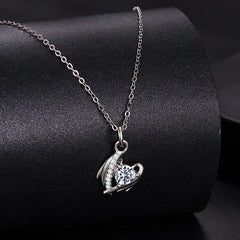 Collier Cœur Ailé Moissanite 0,5ct en Argent 925 avec Certificat