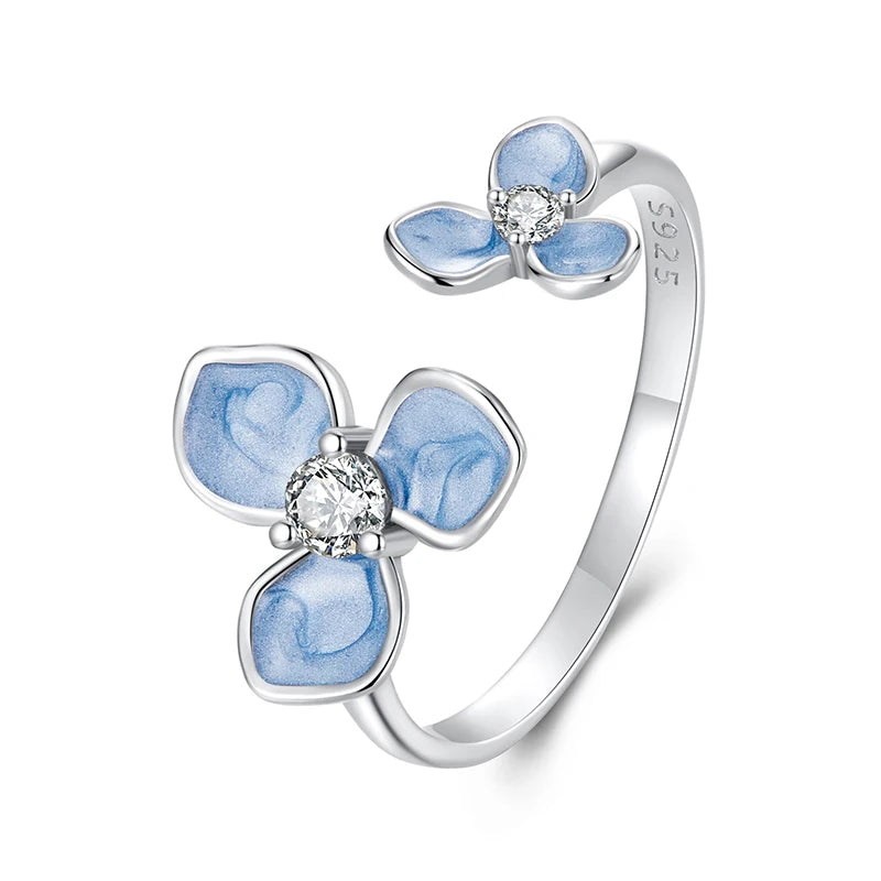 Bague Fleur Bleue en Argent 925