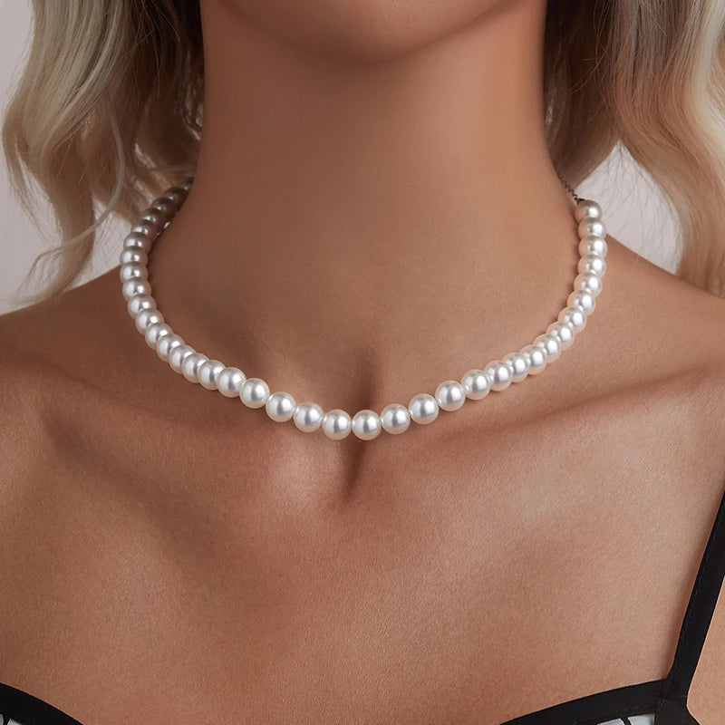 Collier Perles de Coquillage 8mm en Argent 925