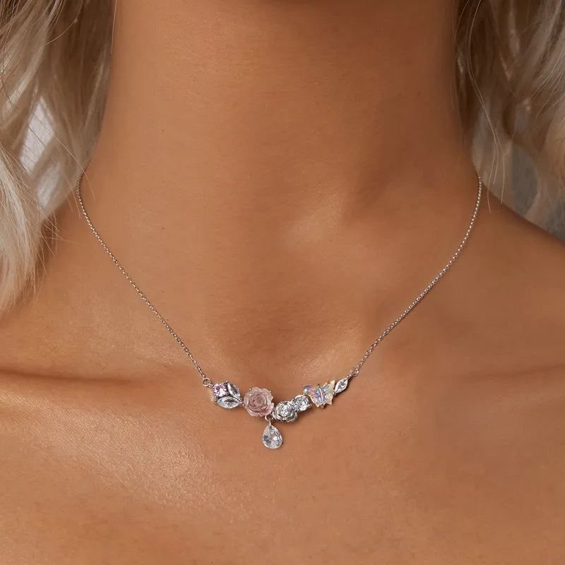Collier Papillon et Fleur Onirique en Argent 925