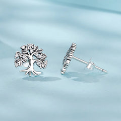 Boucles d'Oreilles Puces Arbre de Vie en Argent 925