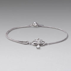 Bracelet Coulissant Fleur de Lotus en Argent 925