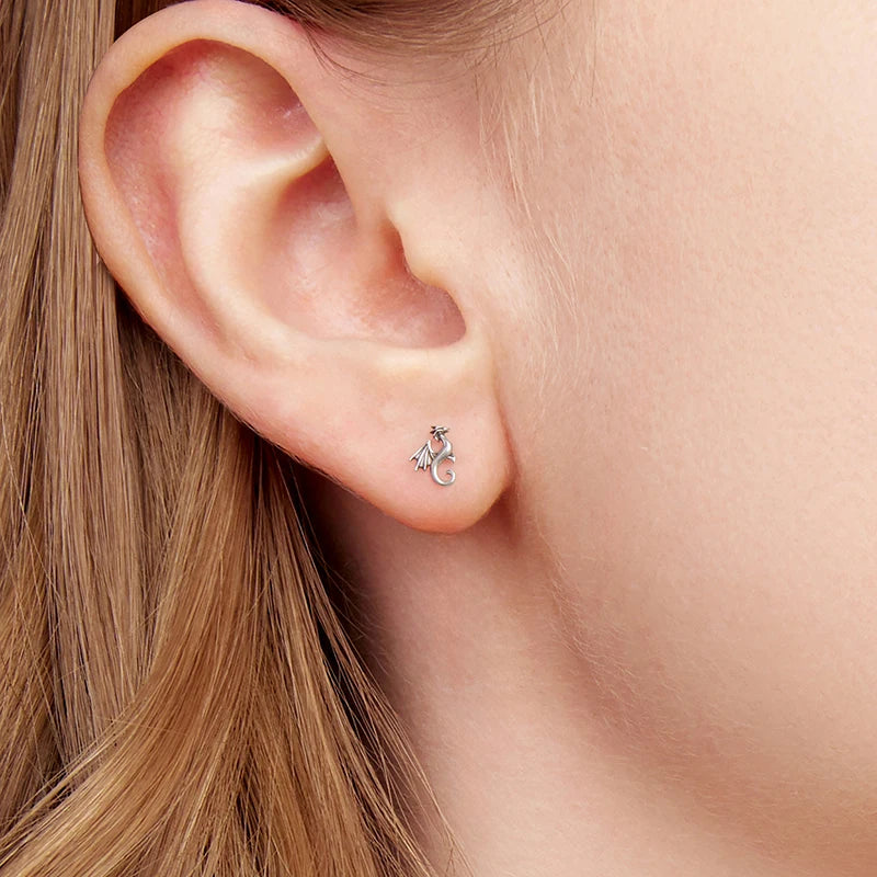 Boucles d'Oreilles Puces Mini Dragon Volant en Argent 925